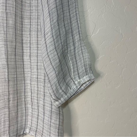 Eileen Fisher White Linen Sheer Lightweight Boho Wide Neck Box Top Blouse M - Picture 7 of 10